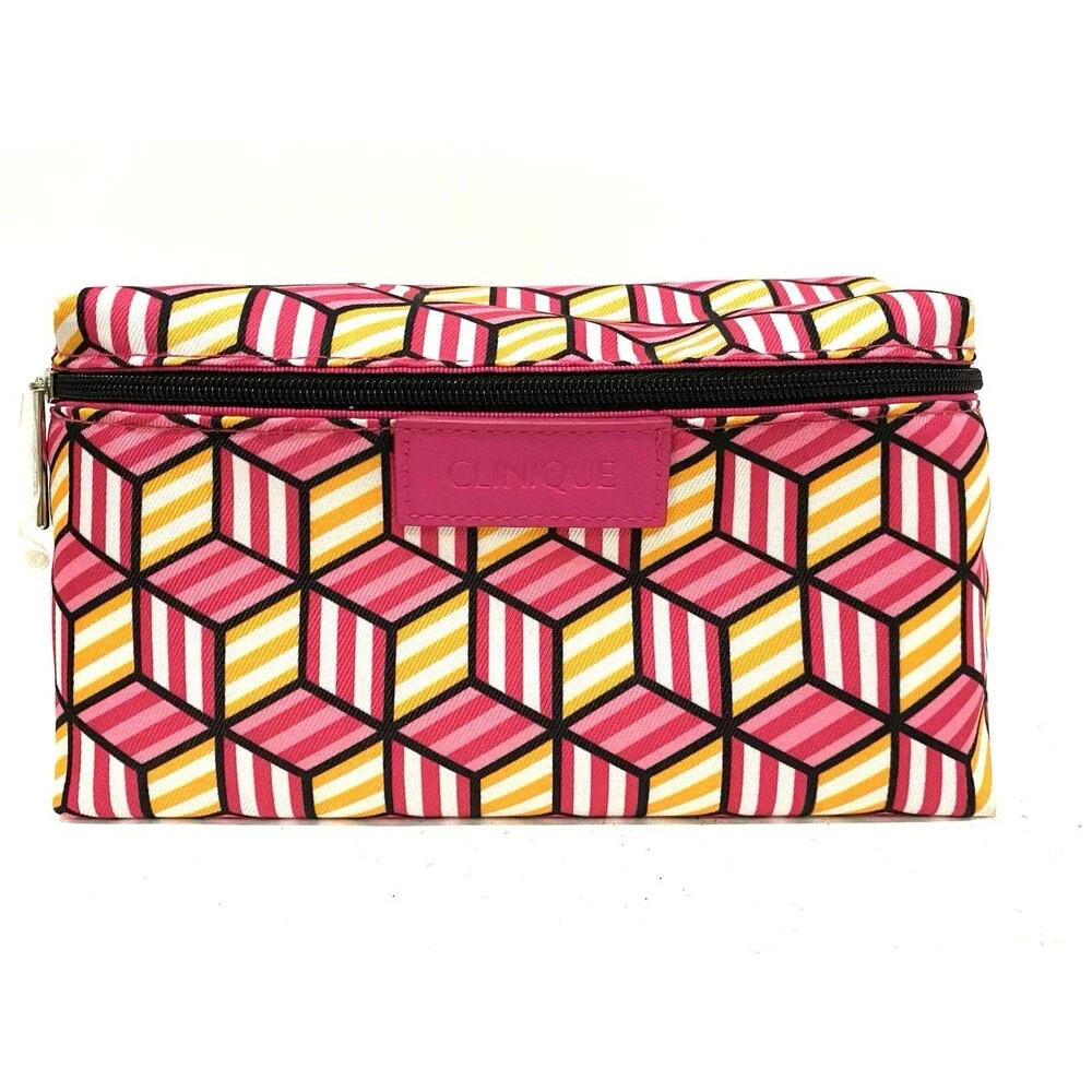 Clinique Pink Makeup Bag Cosmetic Pouch Travel Organizer Beauty Items Case